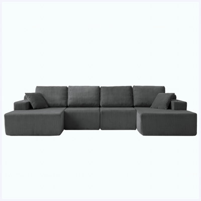 130" U-Shaped Modular Sectional Sofa with Chaise