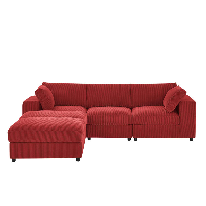 Canapé modulaire en velours côtelé Brookgates, Velours côtelé rouge