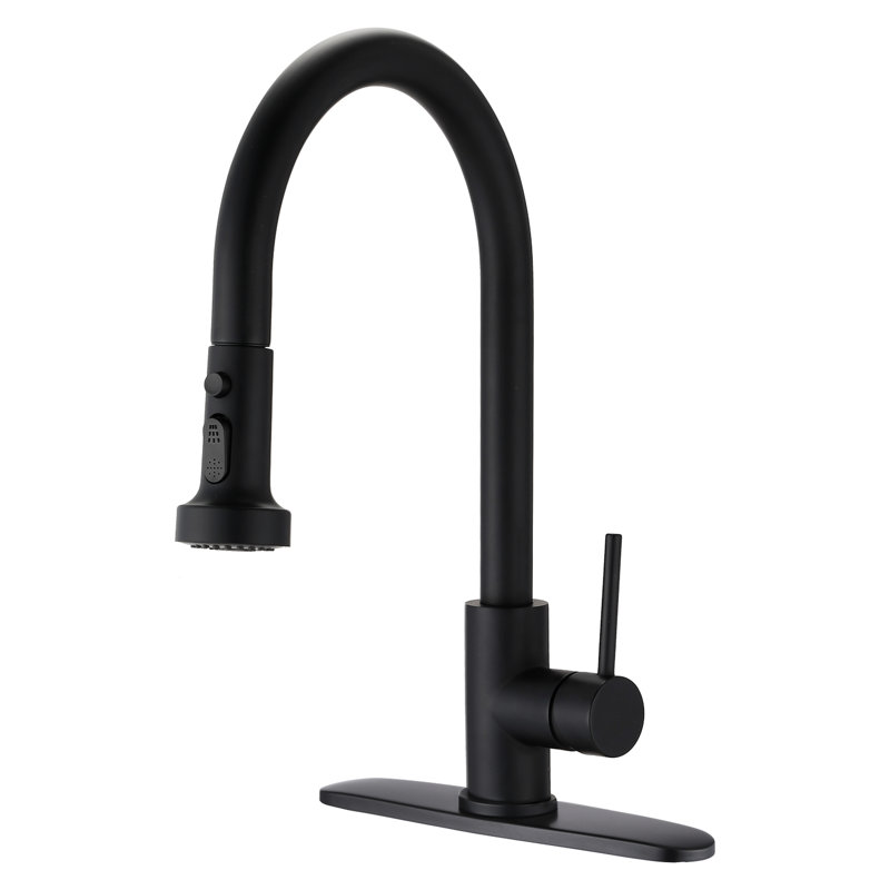Stainless Steel Kitchen Faucet, Matte Black, Pull Down Spray, Soap Dispenser, To Scratches And Rust, 360 Swivel Spout, 1.8Gpm Flow Rate Scratchproof & Rustproof,