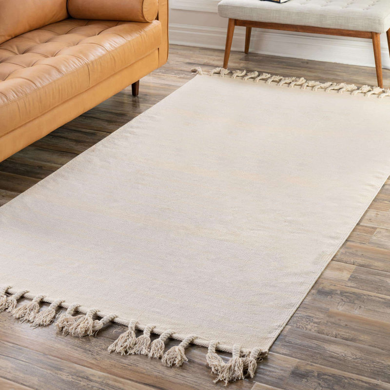 Tapis rayé en coton tissé à plat à la main Izaia, Rectangle 2 pi x 3 pi 1 po