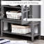 Élégant bar à café gris anthracite avec portes en verre trempé et tablettes réglables pour un usage polyvalent Buffet gris Apparence spacieuse et élégante