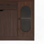 Buffet polyvalent pour garde-manger avec 2 portes coulissantes en verre rayé, rangement autoportant pour bouteilles, vin, machine à café et plus