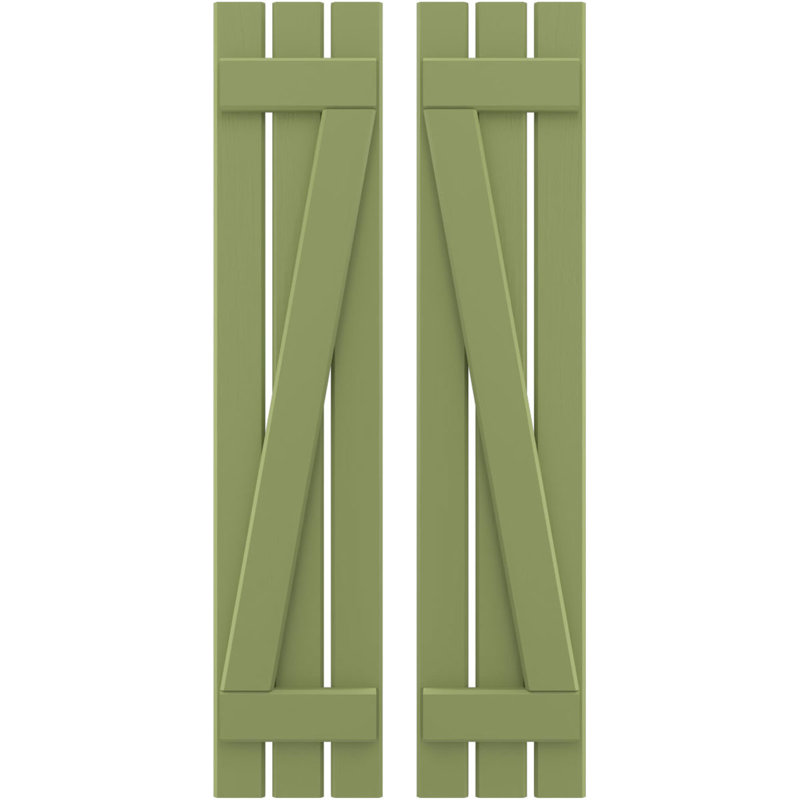 Volets de planche-n-lattes avec barre en Z (par paire) Americraft (2 lattes), Vert mousse, 11 1/2", 63"