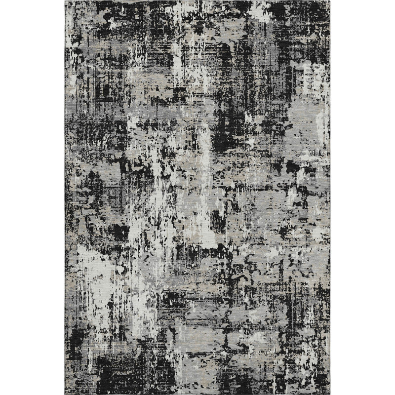 Tapis abstrait lavable à la machine de qualité supérieure Mayfield AMF1008, Rectangulaire 3 pi x 5 pi