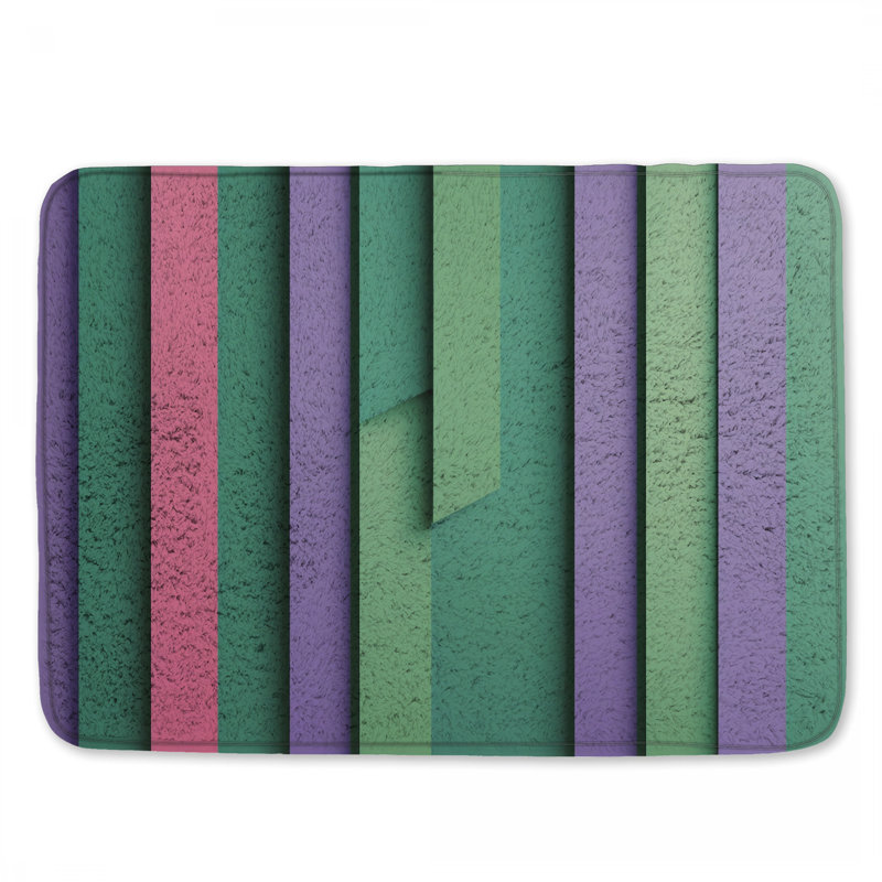 Tapis de bain à rayures verticales vert mauve, L 34 po x L 21 po