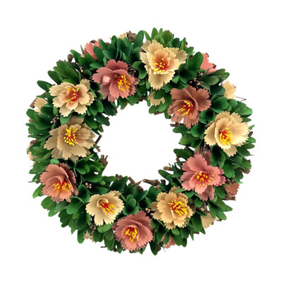 18" Round Woodchip Floral Wreath