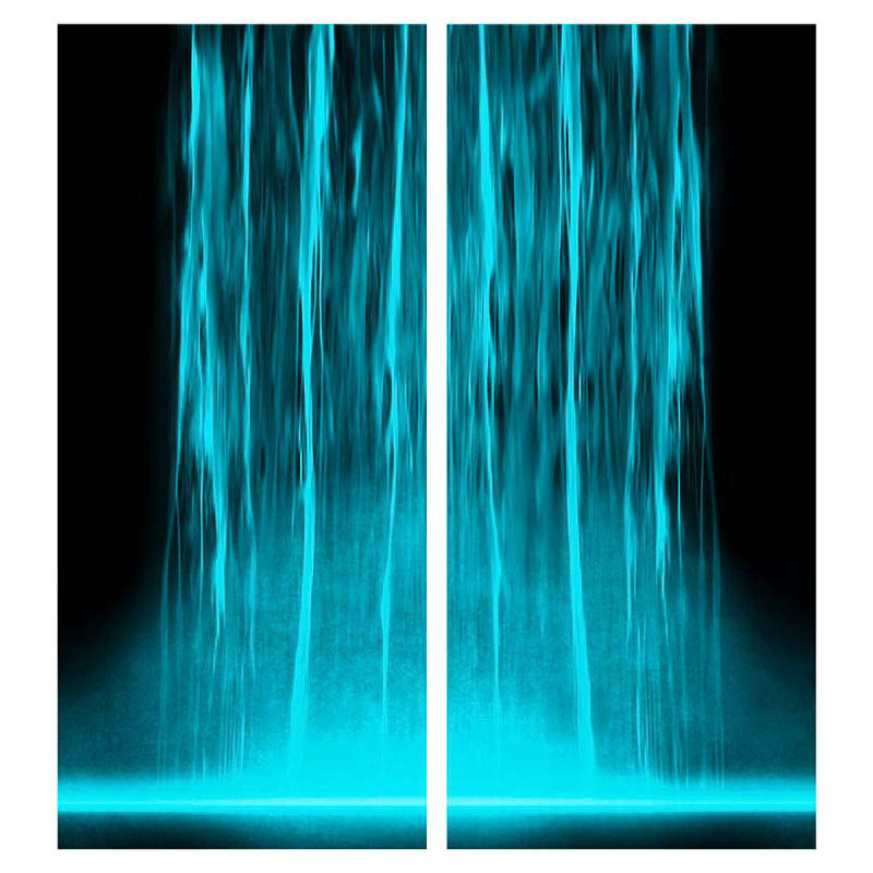 « cascade diptych », impression sur toile en bleu/noir, H 75 po x l 56 po