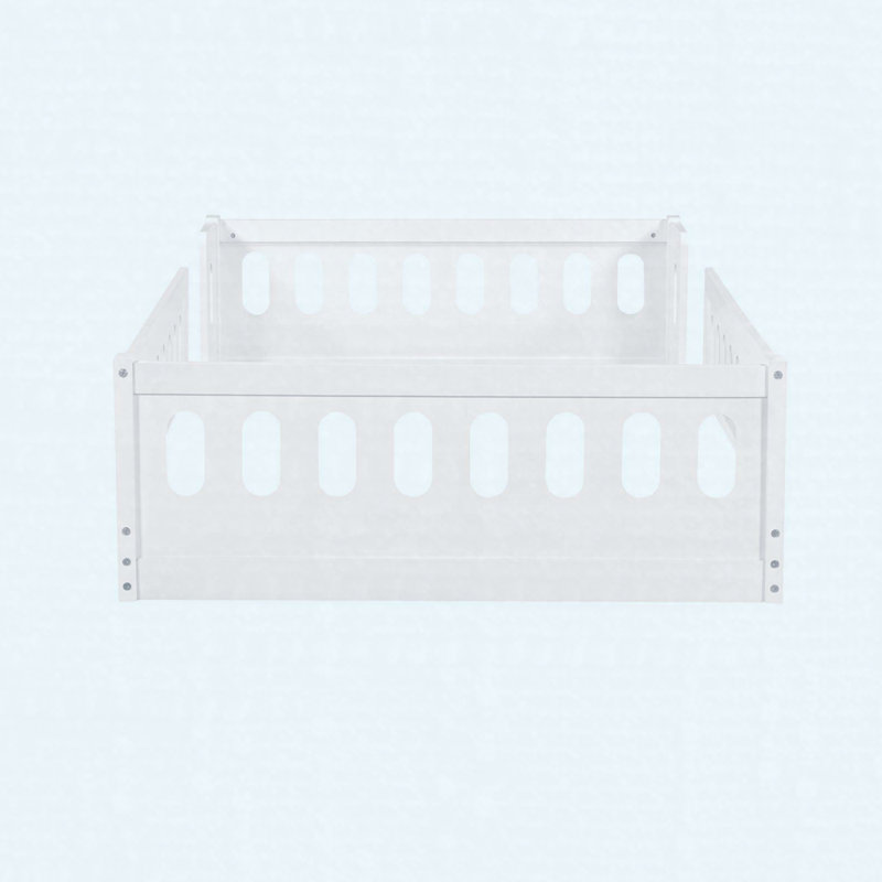 White Wood Twin Size Platform Bed With Guardrail, White