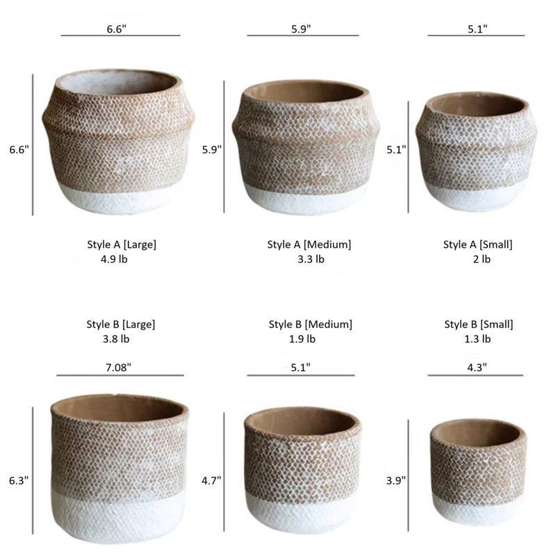 Boho Straw-Look Flower Planter, 5.9" H x 5.9" W x 5.9" D