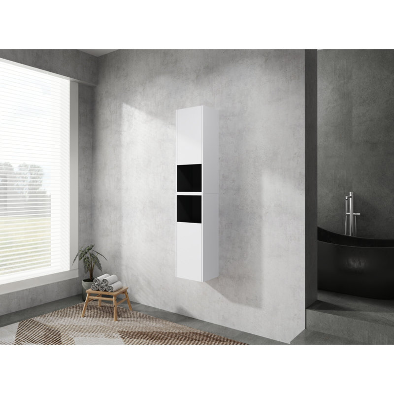 12" Bathroom Side Cabinet,2-Soft Close Doors,Float Mounting Design,12*2(KD-Packing)