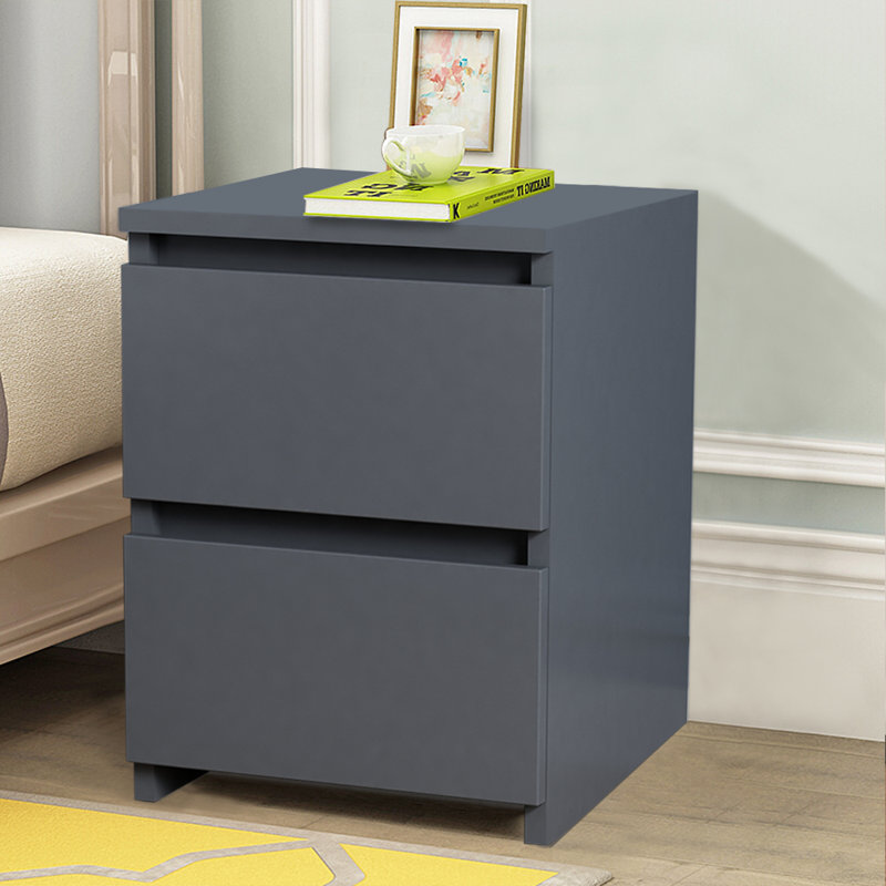 Delonda 2 Drawer 30Cm W Chest of Drawers Nightstand Bedside Cabinet, Dark Grey