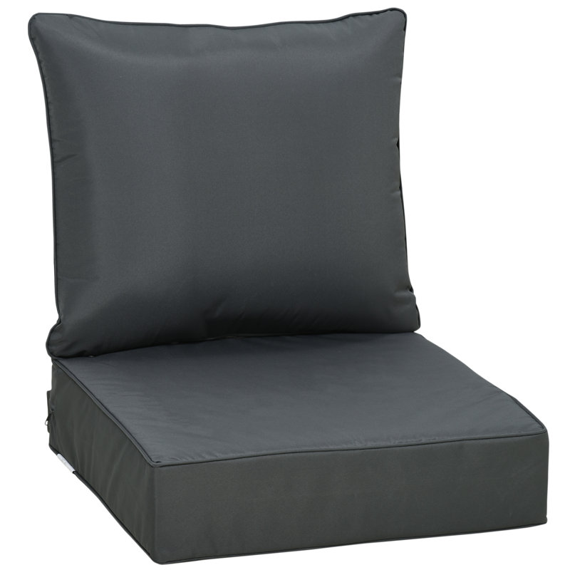 Outsunny Outdoor Seat and Back Cushion Set Olefin 61 x 61 cm, Grey