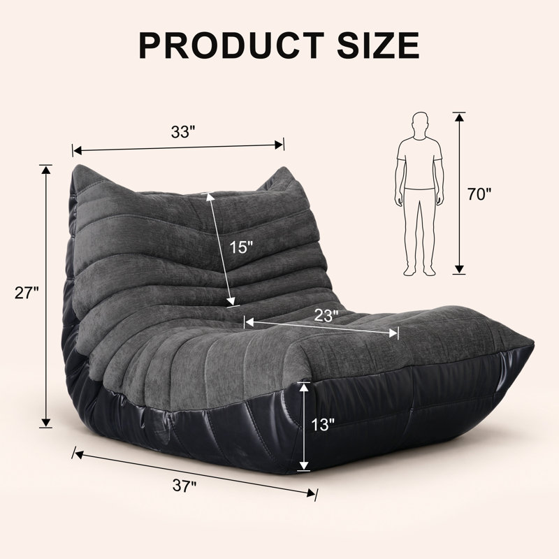 Fauteuil à billes 33 po pour salon, sans assemblage, Dark Grey & Black