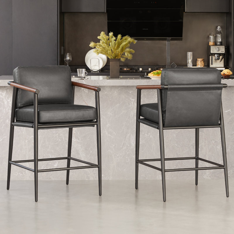 Atik Upholstered Counter Stool, Gray
