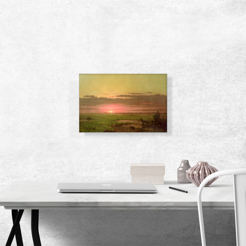 " Sunset Marshland " by Martin Johnson Heade Painting Print, 12" H x 18" W x 0.75" D