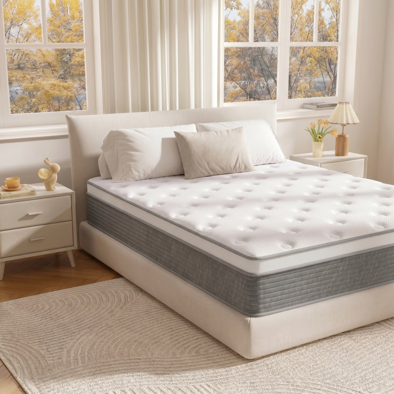 14'' Medium Pocket Spring Hybrid Memory Queen Mattress With Certipur-US Certified Foam,In A Box, Queen, 14"