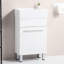 Armoire de salle de bain 19 po blanche avec lavabo en céramique - Petit meuble-lavabo en bois massif de qualité lustrée avec deux portes d'extension pour un trou de débordement élégant et facile d'accès aux fuites d'eau Choisissez votre robinet (robinet)