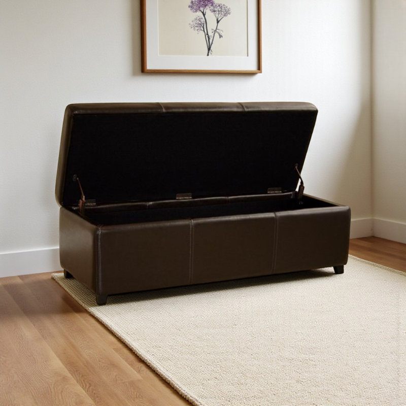 Carvalho Genuine Leather Upholstered Storage Bench