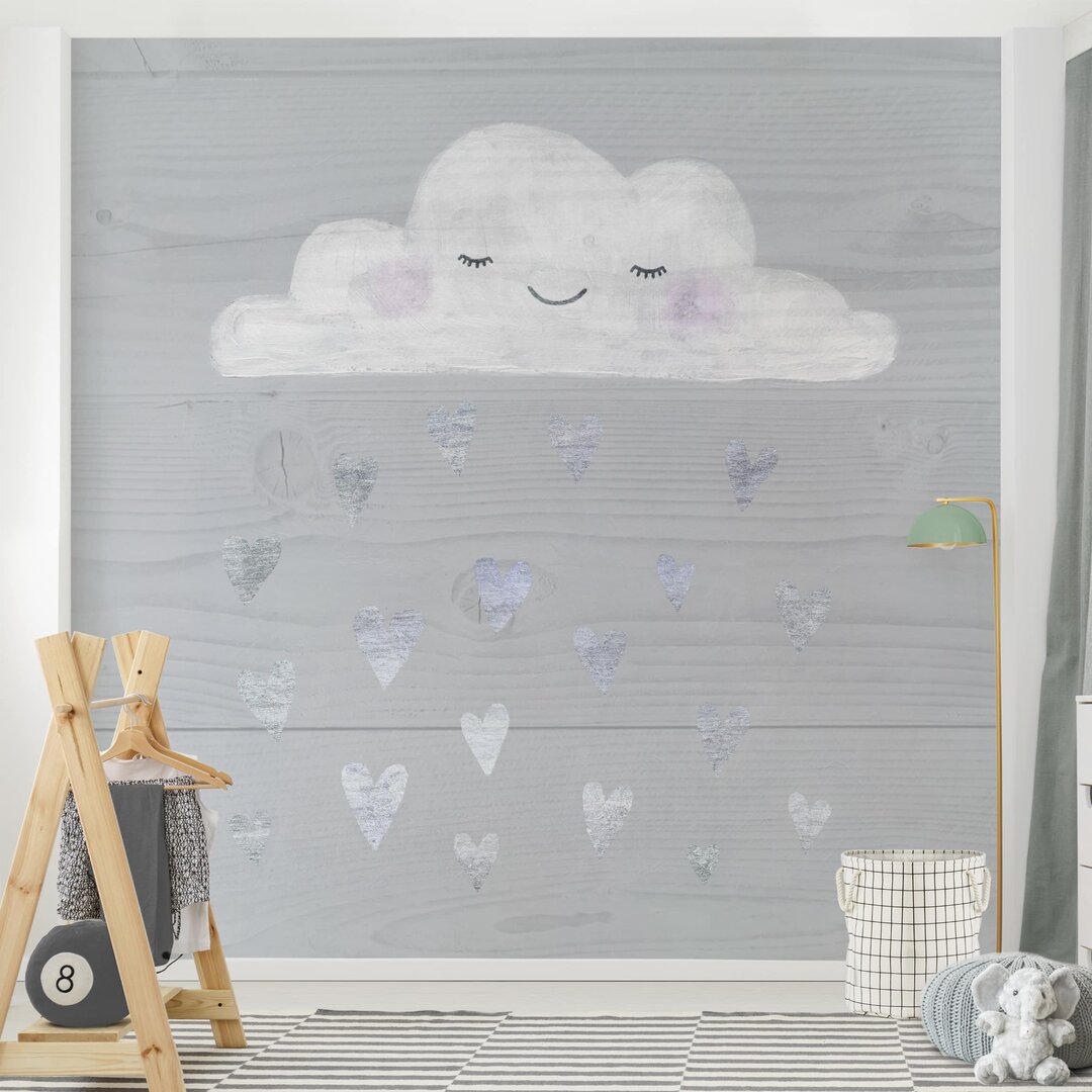 Strukturierte Fototapete Clouds with Silver Hearts 3,36 m x 336 cm