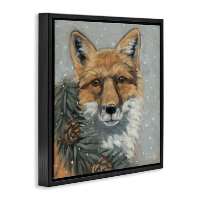 «Fox with Snowy Pinecones», art mural sur toile par Sara G. Designs