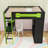 Full Size Wooden Loft Bed With RGB Lighting, Built In Desk, Shelves And Open Wardrobe-1355333904