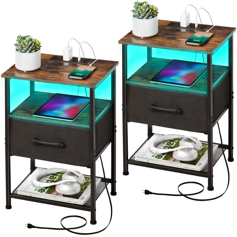 Garnelle End Table Set and Built-In Outlets