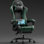 Fauteuil de jeu à haut dossier HLDICT, siège de jeu vidéo ergonomique avec pivotement à 360 ° et massage lombaire, coussin de siège en cuir PU pour adultes à la maison / au bureau (noir et vert)