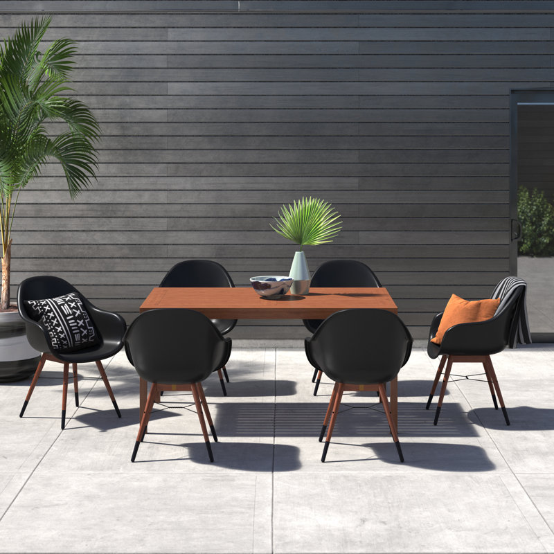 Anautica 6 - Person Wood Patio Dining Set with Rectangular Table
