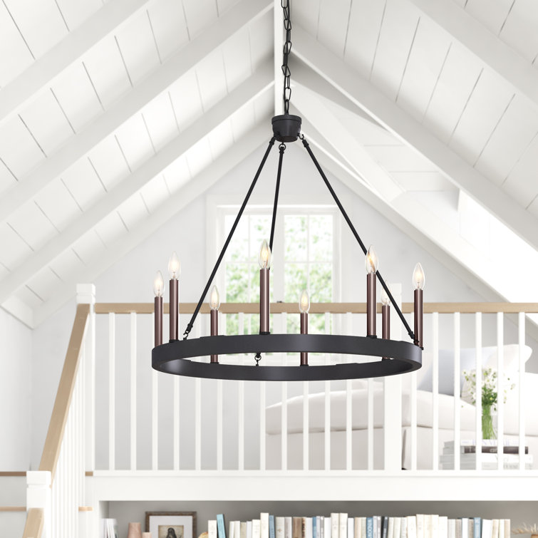 Marsden 8 - Light Dimmable Wagon Wheel Chandelier