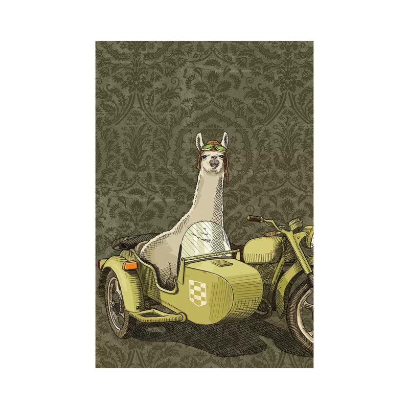 Sidecar Llama by Jason Ratliff - Wrapped Canvas Painting, 20.32 cm H x 30.48 cm W