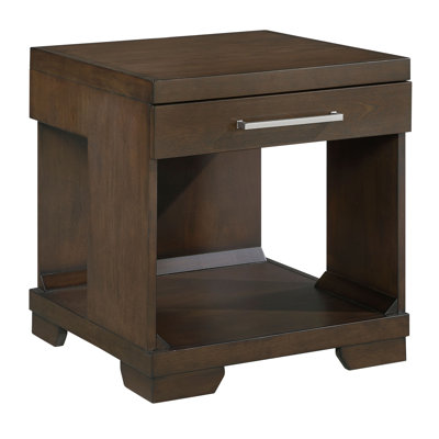 Table de bout de conception moderne avec tiroir à queue d'aronde et tablette ouverte