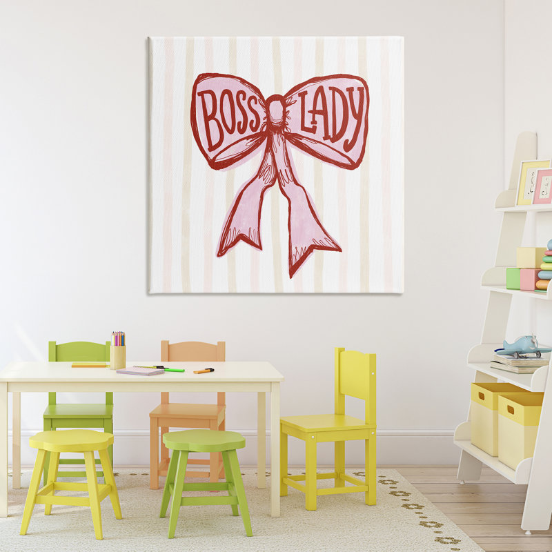 Boss Lady Pink Bow Canvas, design by Connie Summers, 36" H x 36" W