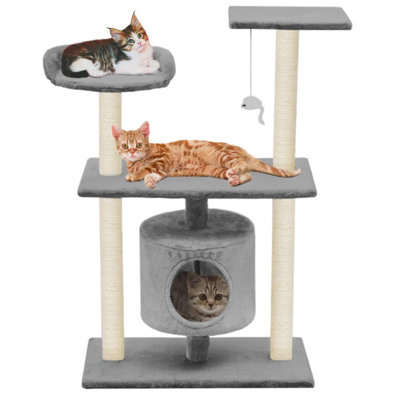 vidaXL Cat Tree Engineered wood Medium Cat Tree Rectangular, Grey