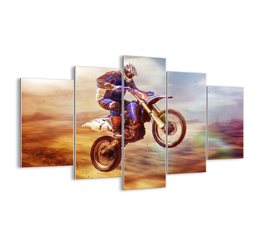 5-tlg. Glasbilder-Set - Fotografie „Motorcycle Dizziness”