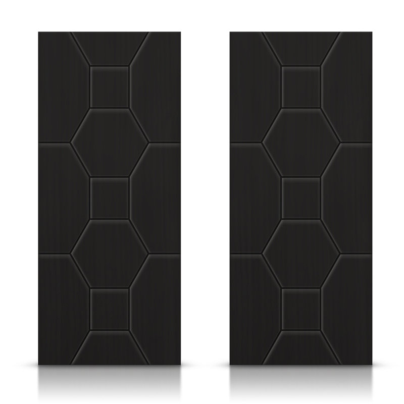 Portes de placard coulissantes à panneaux, 48 po x 80 po, Noir