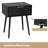 18.9" Black Relief Nightstand, Particleboard & MDF, Melamine & Vacuum Forming, 1 Drawer, High Leg-148619396