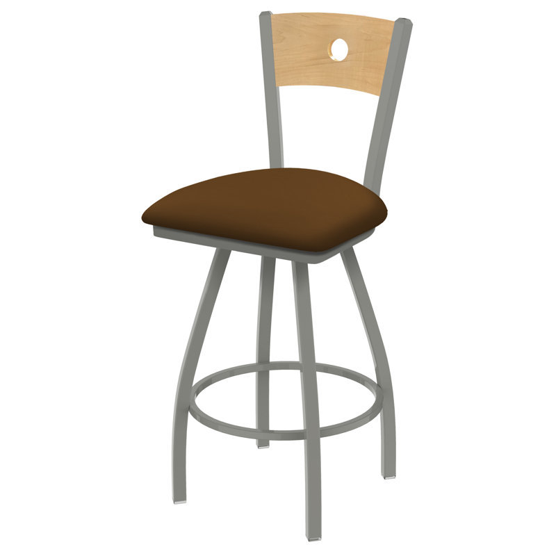 Tabouret pivotant Voltaire, 25, Nickel anodisé, Siège Canter Thatch / finition érable naturel