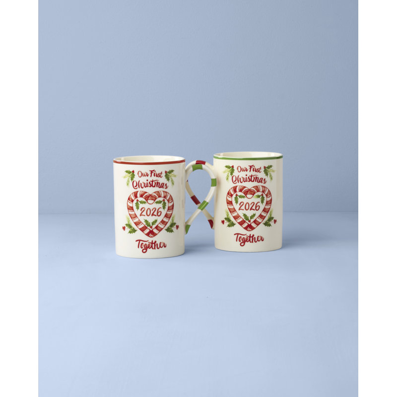 Lenox Holiday Our First Christmas Together 2-Piece Mug Set, Service For 2