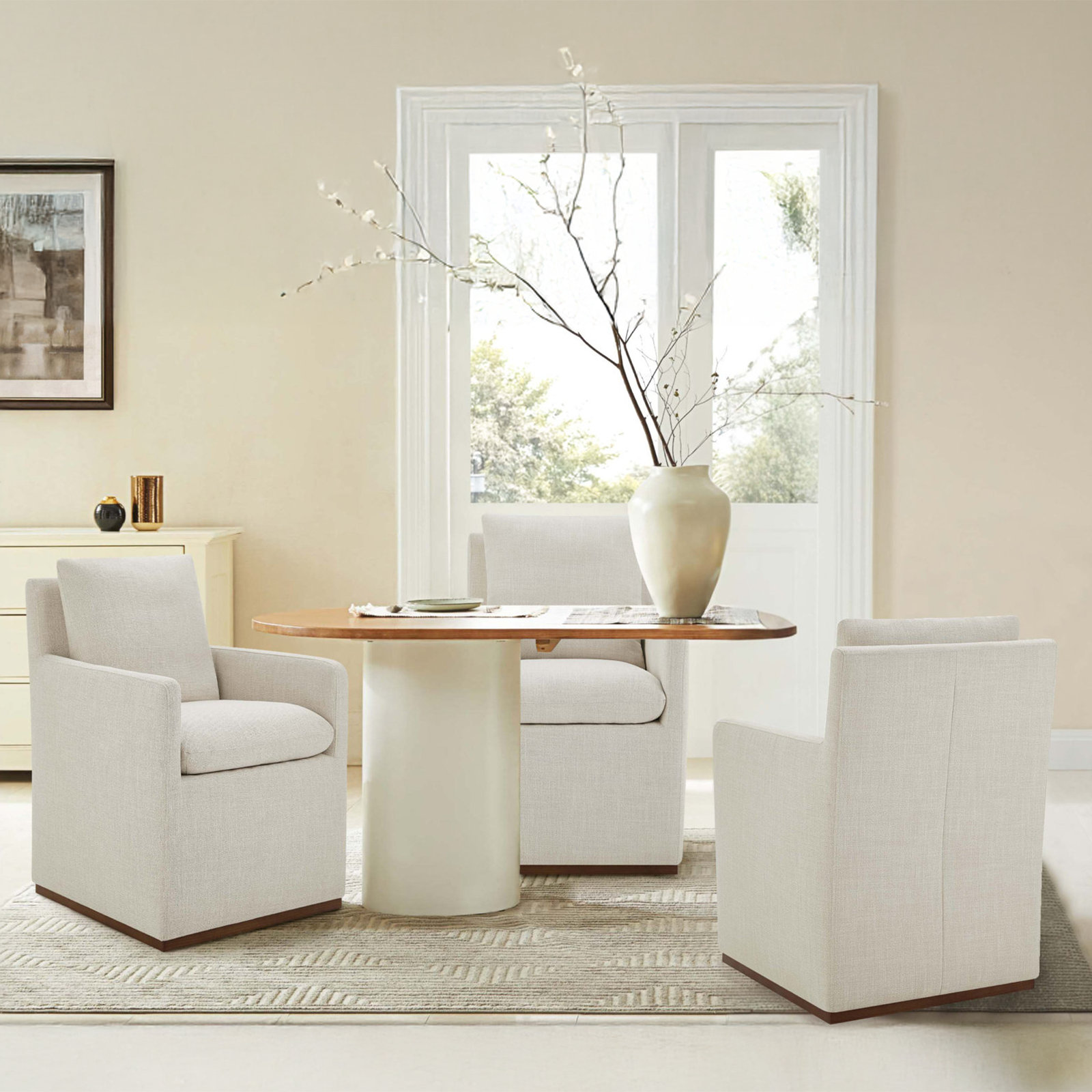 Bobbi Upholstered Arm Chair, Effie Linen Performance Linen