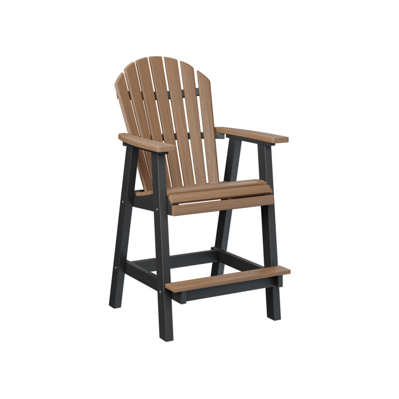 Comfo Back Outdoor Bar Stool, Black, Antique Mahogany