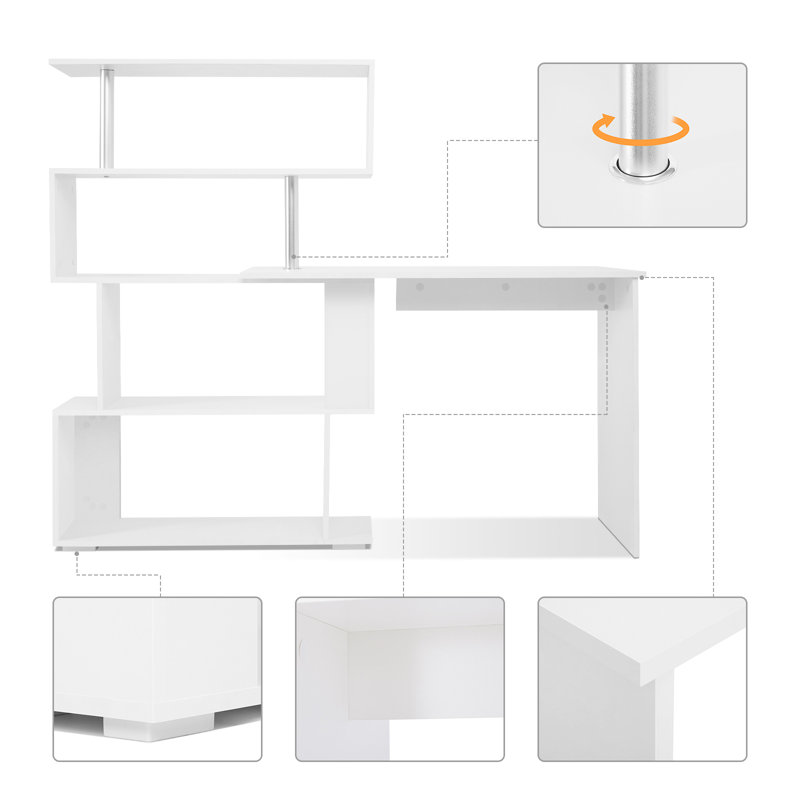L-Shaped Computer Desk, White