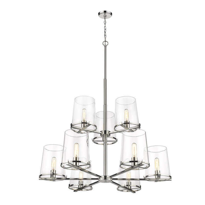 Lustre classique à 9 lumières de style bougie Catosha, Nickel poli