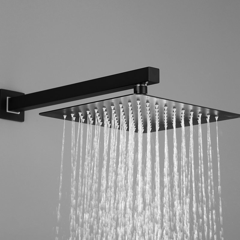 10 Inch Matte Black Shower For Bathroom Luxury - Rain Head Wall Mounted With Self-Cleaning Nozzle, Fits American Standard Pipe Mixer Mounted, Easy To Clean Connection
