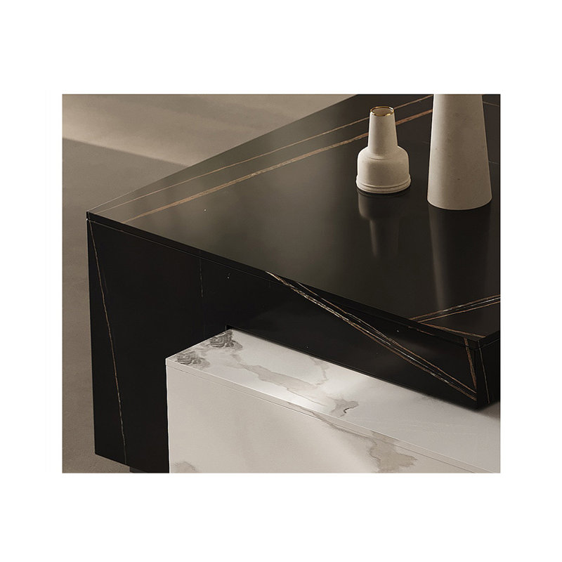 Table basse Italian Light Luxury, Blanc / Gris / Noir