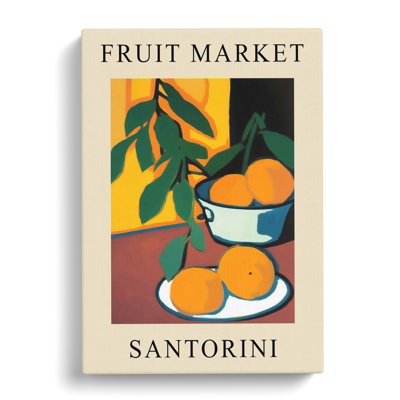 Orange Santorini Fruit Market - Wrapped Canvas