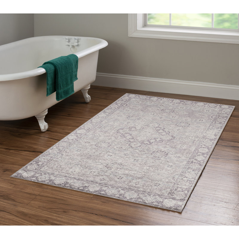 Tapis gris et chardon tissé à plat à la machine Emanuel , Rectangle 3 pi 3 po x 5 pi
