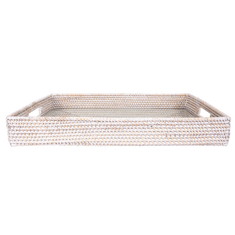 Plateau de table basse Edmond, L 22 po x P 15 po x H 3 po, Blanc délavé