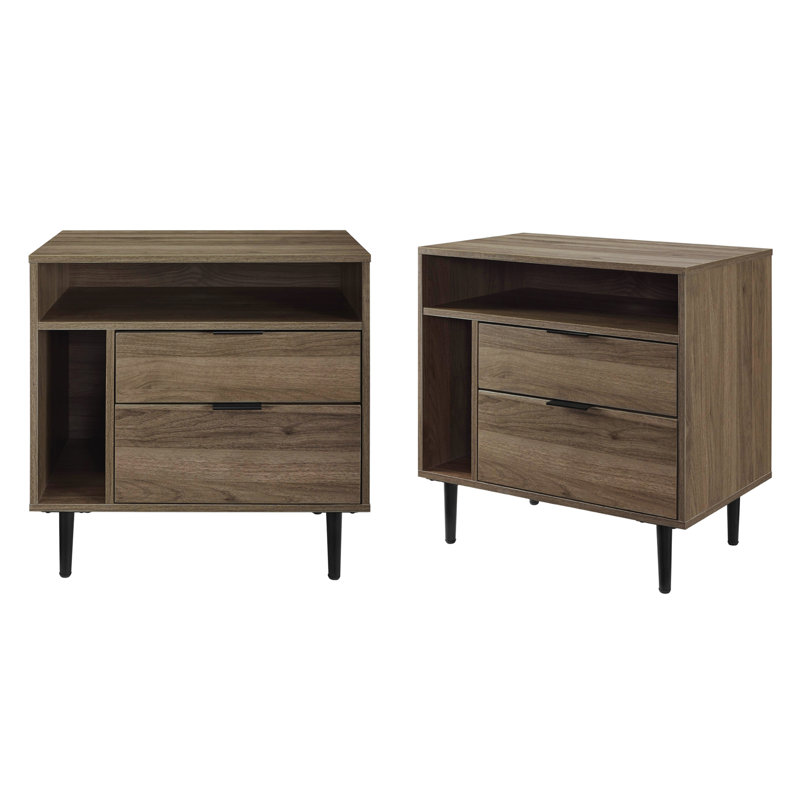 Tables de chevet 2 tiroirs Alarna, Gris ardoise