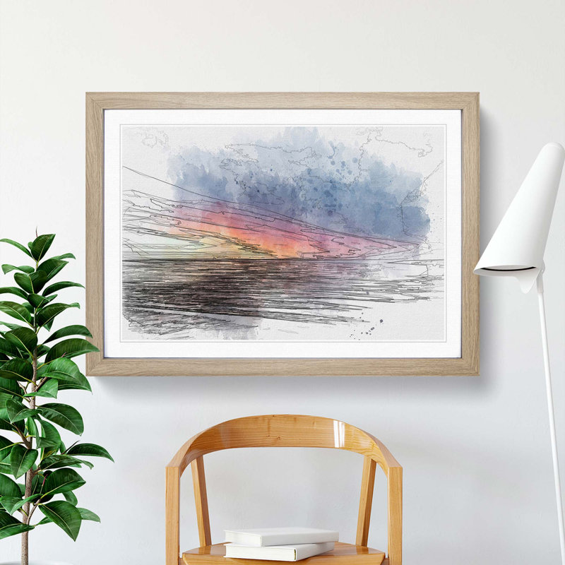 California Sunset in Abstract - Picture Frame Graphic Art Print, Oak Framed, 27cm H x 36cm W x 2cm D