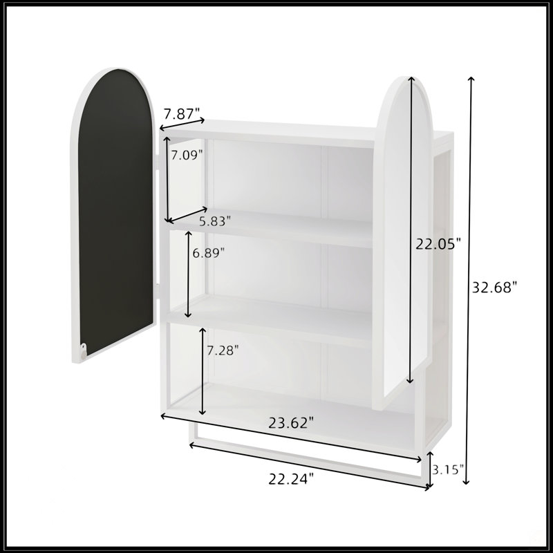 Armoire à miroir 23,62 po, Blanc